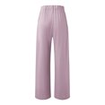 thumbnail image 5 of Women's cotton and linen casual straight wide-leg loose drawstring elastic waist trousers, 5 of 9