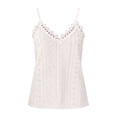 thumbnail image 5 of Women's Eyelets Camisole Lace Trim Loose V Neck Spaghetti Straps Tank Tops Sleeveless Summer Going Out Blouse Shirts, 5 of 7