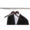 thumbnail image 6 of Quality Semi Curved Wooden Suit Hangers, 10-Pack Smooth Finish Solid Wood Coat Hanger with Swivel Hook, Jacket, Pant, Dress Clothes Hangers (Mahogany, 10), 6 of 6