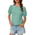 thumbnail image 2 of Women'S Tops Sweater Long Tunic Dressy Casual Blouses Business Cute Trendy Short Sleeve Shirt Green L, 2 of 9
