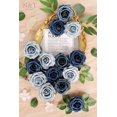 thumbnail image 2 of Flores artificiales N&T NIETING rosas falsas azules polvorientas x50, 2 of 9