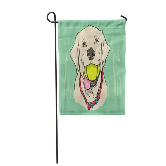 POGLIP Dog Yellow Lab Labrador Ball Cute Face Forest Teeth Garden Flag Decorative Flag House Banner 28x40 inch