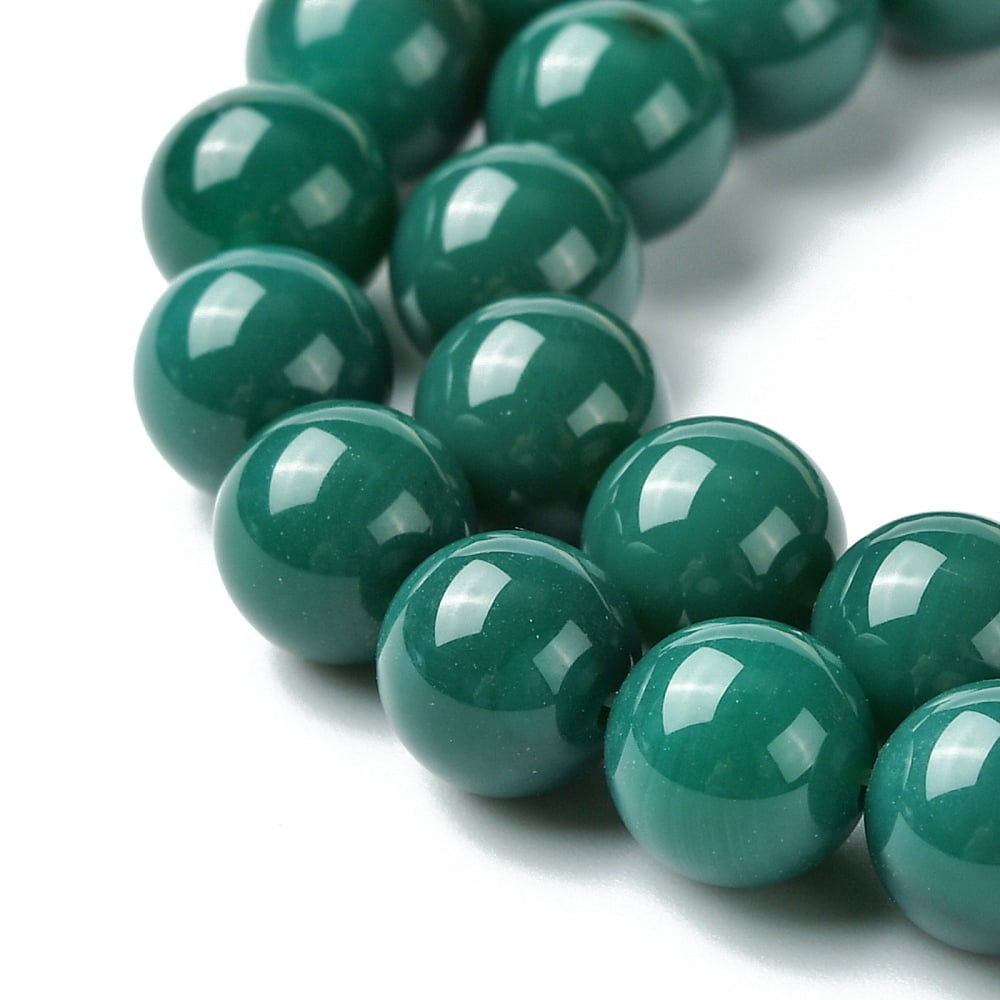 Round Natural Agate Bead Strands Dyed Heated Dark Green 8mm Hole: 1mm 49pcs/strand 15.74 inch