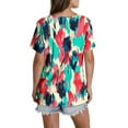 thumbnail image 3 of Womens Plus Size Tops Summer Short Sleeve T-Shirts Loose Casual Pleated Tunic Tops Dressy Front Ruched Flowy Shirt Cute Floral Print Blouses V Neck Pullover Top for Women, 3 of 7