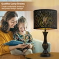 thumbnail image 3 of NATYSWAN Black Lampshades Set of 2, Drum with Hollow-Carved Design, 12.7" x 12.7" x 10 Inches for Table Lamp, Floor Lamp, Pendant Light, Lamp Shade Harp Holder Included, 3 of 9