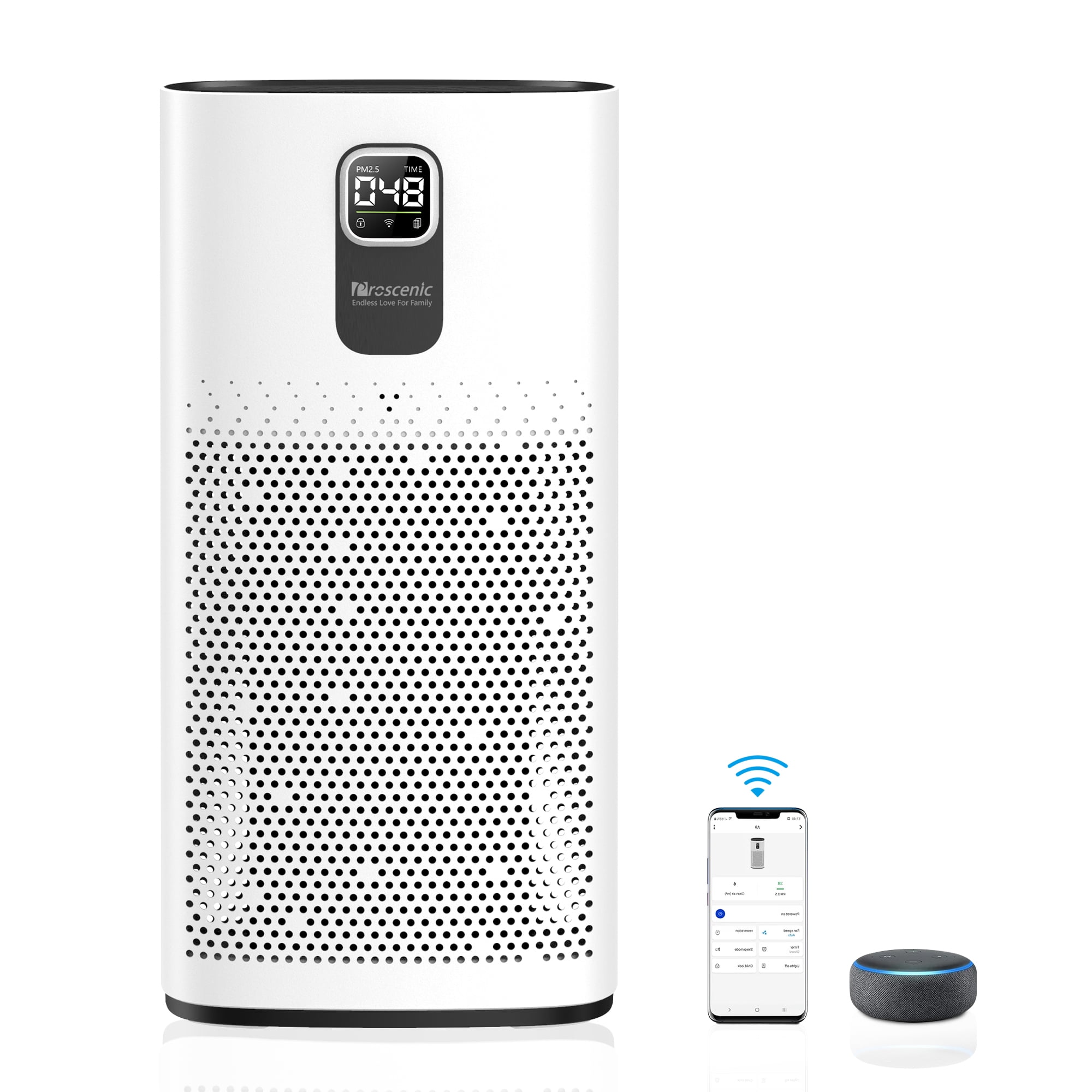 Proscenic Air Purifier, WiFi Connected Home Air Cleaner H13 True HEPA