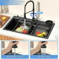 thumbnail image 4 of 26.7 x 17.7 Inch Black Kitchen Sink, Single Bowl Stainless Steel Drop In Workstation Sink with Spring Pull-Down Faucet, Cup Rinsing Tray, Soap Dispenser & Cutting Board, 4 of 6