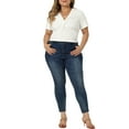 thumbnail image 2 of Women's Plus Size Twist Front V Neck Ribbed Short Sleeve Casual Solid Blouses White 3X, 2 of 6