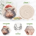 thumbnail image 4 of Hippo Christmas Hat 6 Pcs Drink Coasters with Holder Absorbent Coasters Woven Coasters for Drinks Table Desk Protection Home Decor, 4 of 7