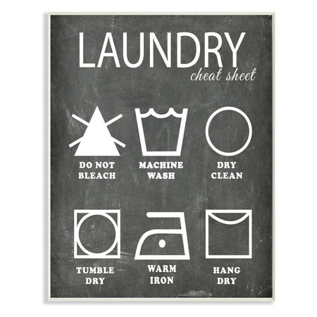 Laundry Cheat Sheet Icons Chalk Look Wall Plaque Art