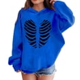 thumbnail image 2 of yardsong Halloween Cute Hoodies for Teen Girls Skeleton Print Long Sleeve Soft Graphic Hooded Sweatshirts Pullover Fall Winter Hoodie Blue,5 Years, 2 of 7
