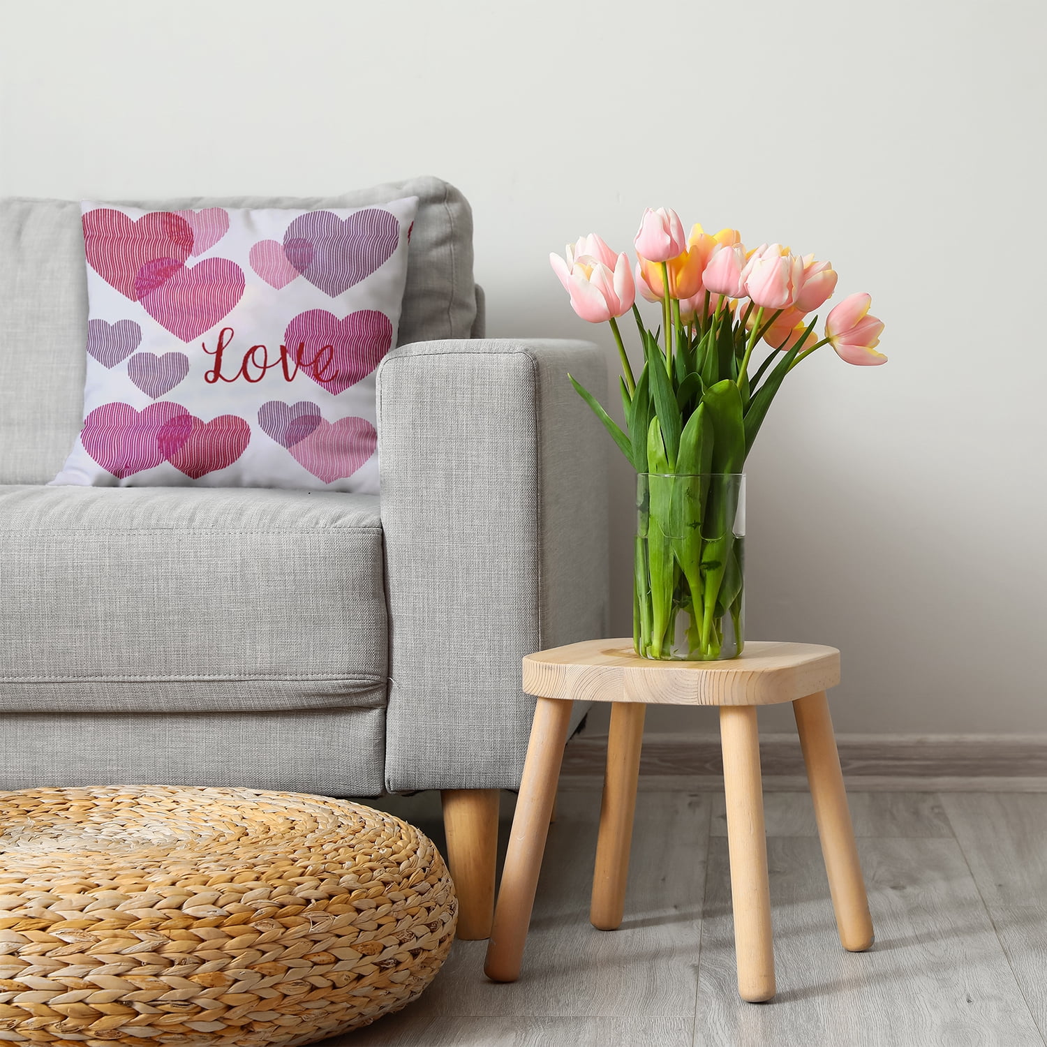 26" x 26" Simply Daisy Colliding Hearts Polyester Accent Pillow, Firecracker Qty 1