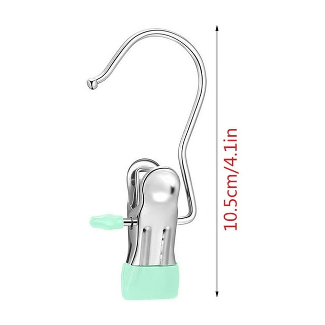 Stainless Steel Hook Clip With Hook Storage Clip Clothes Drying Clip Multifunctional Seamless Towel Hat Sock Windproof Pants Clip Heavy Duty Hanging Hooks