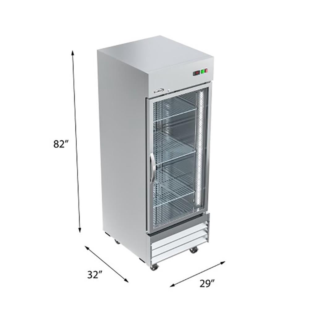 Pemberly Row Stainless Steel Upright Freezer with 3 Storage Shelves in Silver