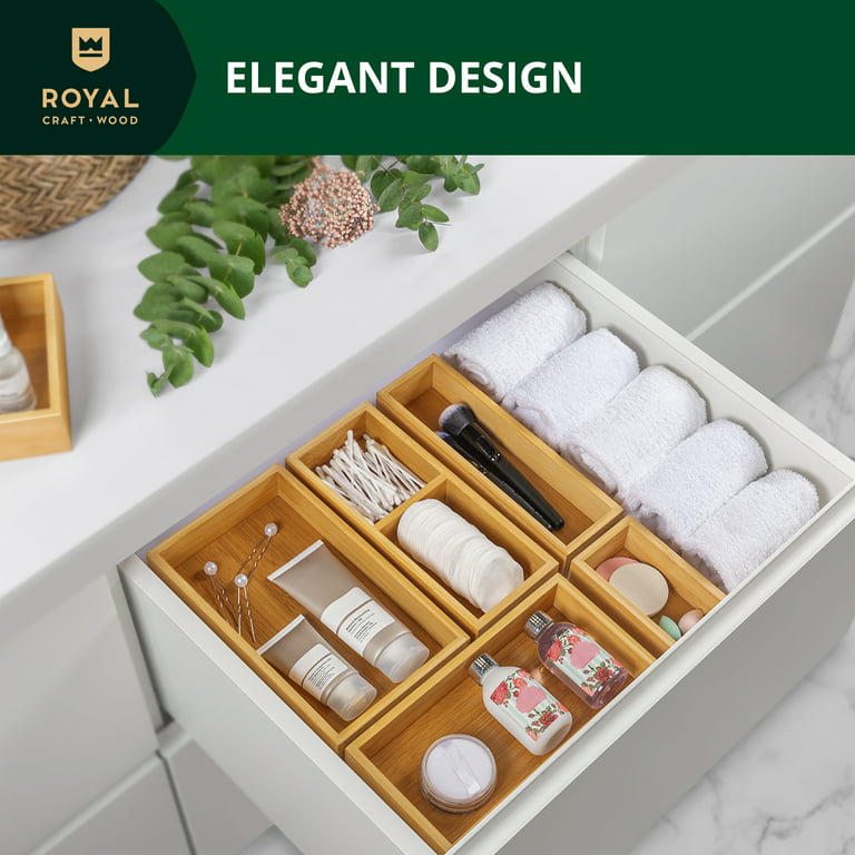 Royal Craft Wood Bamboo Drawer Organizer Storage Box/Bin Set - 5-Piece  Multi-use Drawer Organizer for Kitchen, Bathroom, Office Desk, Makeup,  Jewelry & Reviews