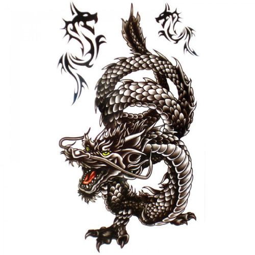 SPESTYLE waterproof non-toxic temporary tattoo stickersCool and waterproof  black dragon temp tattoos for men 