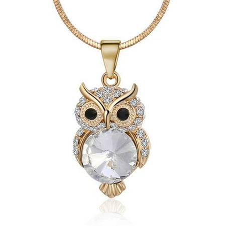 Ctr Owl Necklace KABOER Rose Gold Silver Choker Necklace Gift For Best Friend Fashion Jewelry Crystal Owl Pendant Necklace For Female Gift ()