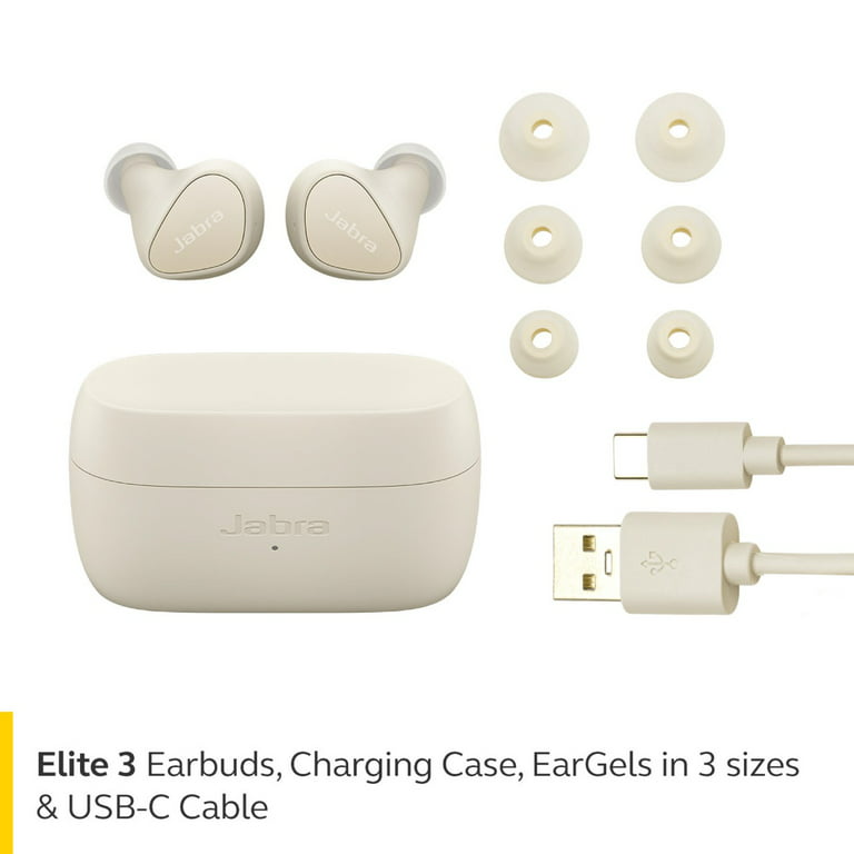 Jabra Elite 3 Isolating, Light Earbuds, Beige Bluetooth Wireless Noise Ear in