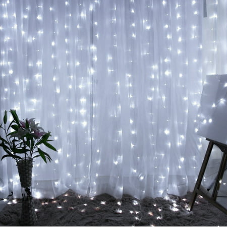 TORCHSTAR 9.8ft x 9.8ft LED Curtain Lights, Starry Christmas String Light, Indoor Decoration for Festival Wedding Party Living Room Bedroom,