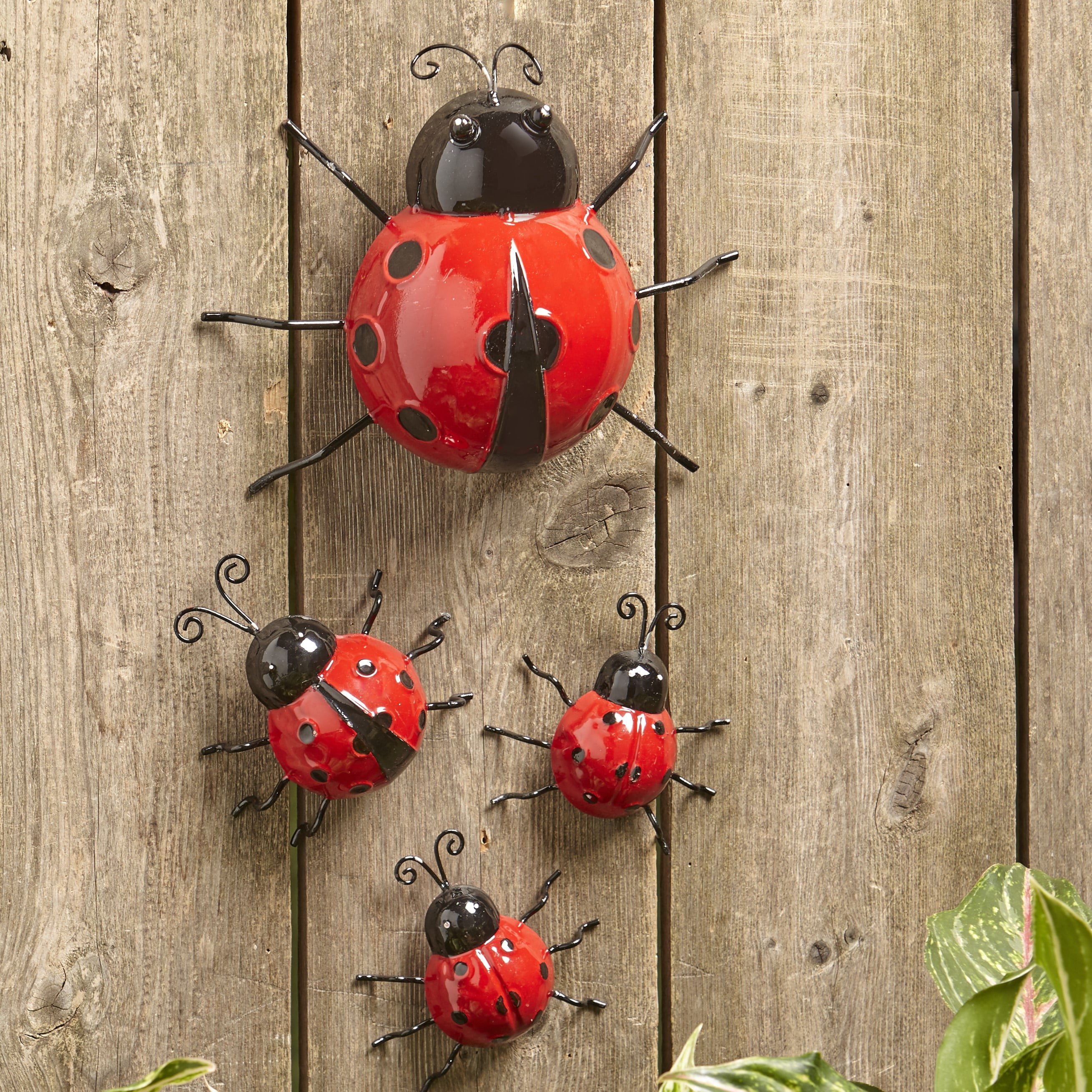 pics Red Ladybug With No Spots metal ladybug garden decorations with red and black spots set of 4 walmart com