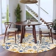 thumbnail image 4 of Garden Flora Illustrations Round Area Rug 5 FT, Non Slip Bedroom Rugs, Blue Yellow Flowers Washable Soft Circular Carpet Non-Shedding Floor Mat for Kitchen Dining Room Foyer Balcony Dorm, 4 of 8