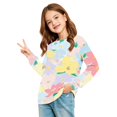 thumbnail image 4 of Abcomgle Kids Long Sleeve Shirt Girls Casual Watercolor Floral Print Crewneck T-Shirts for Kids Girls Fall Basic Top for Girls Loose Blouses for Girls with Pocket, 4 of 5