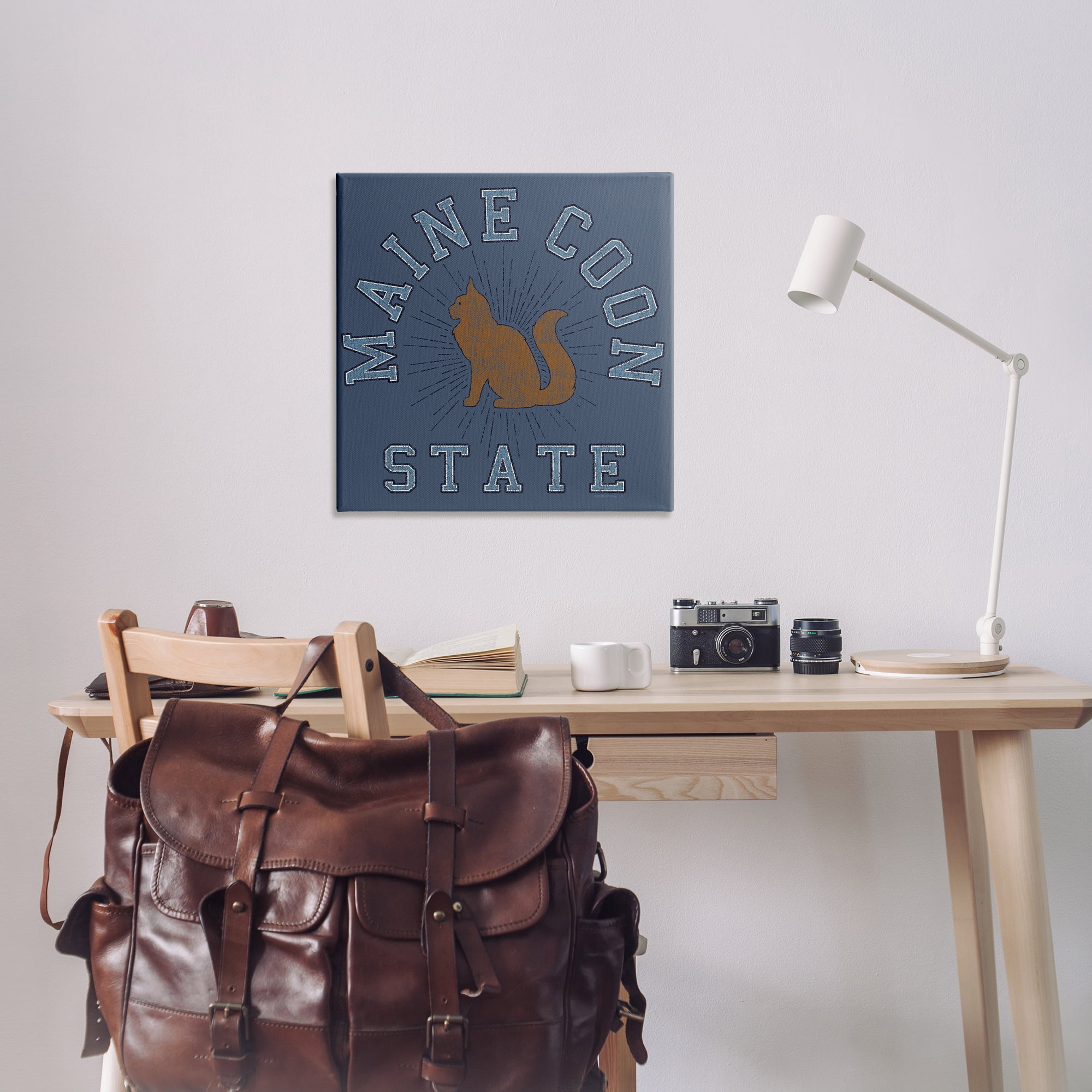 Stupell Industries Vintage Maine Coon State Novelty & Humor Painting Wrapped Canvas Art Print Wall Art, 30 x 30