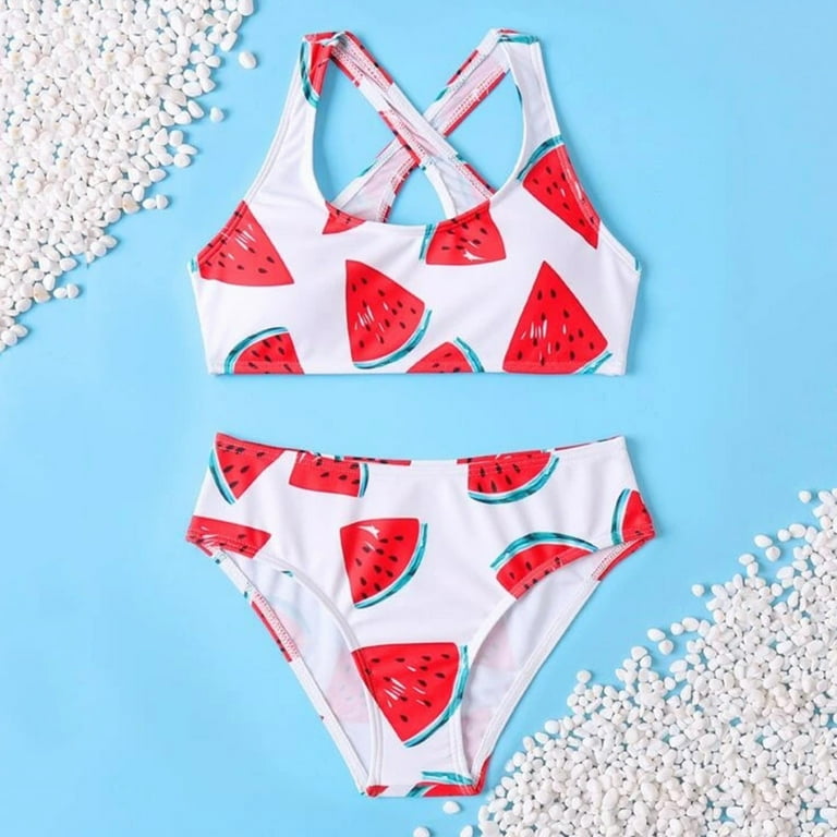 Wholesale Cute Printed Two Piece Swimsuit For Older Girls Durable Kids Swimwear  From Alimama07, $23.45