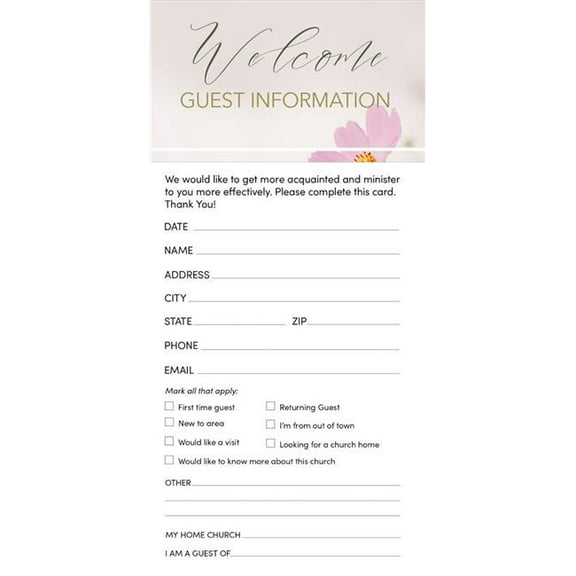 B&H Publishing 381517 Welcome We Are Glad You Are Here Guest Card - Philippians 1.2 - KJV - Pack of 50