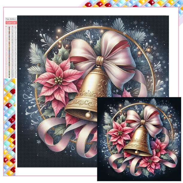 5D DIY Con Cuentas Cuadradas Campanas Navidad Del Arte Artesanal 45x45cm