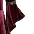 thumbnail image 2 of TIHLMK Casual Dress Women's Square Collar Patchwork Bandage Long Sleeve Robe Long Dress Wine, 2 of 6