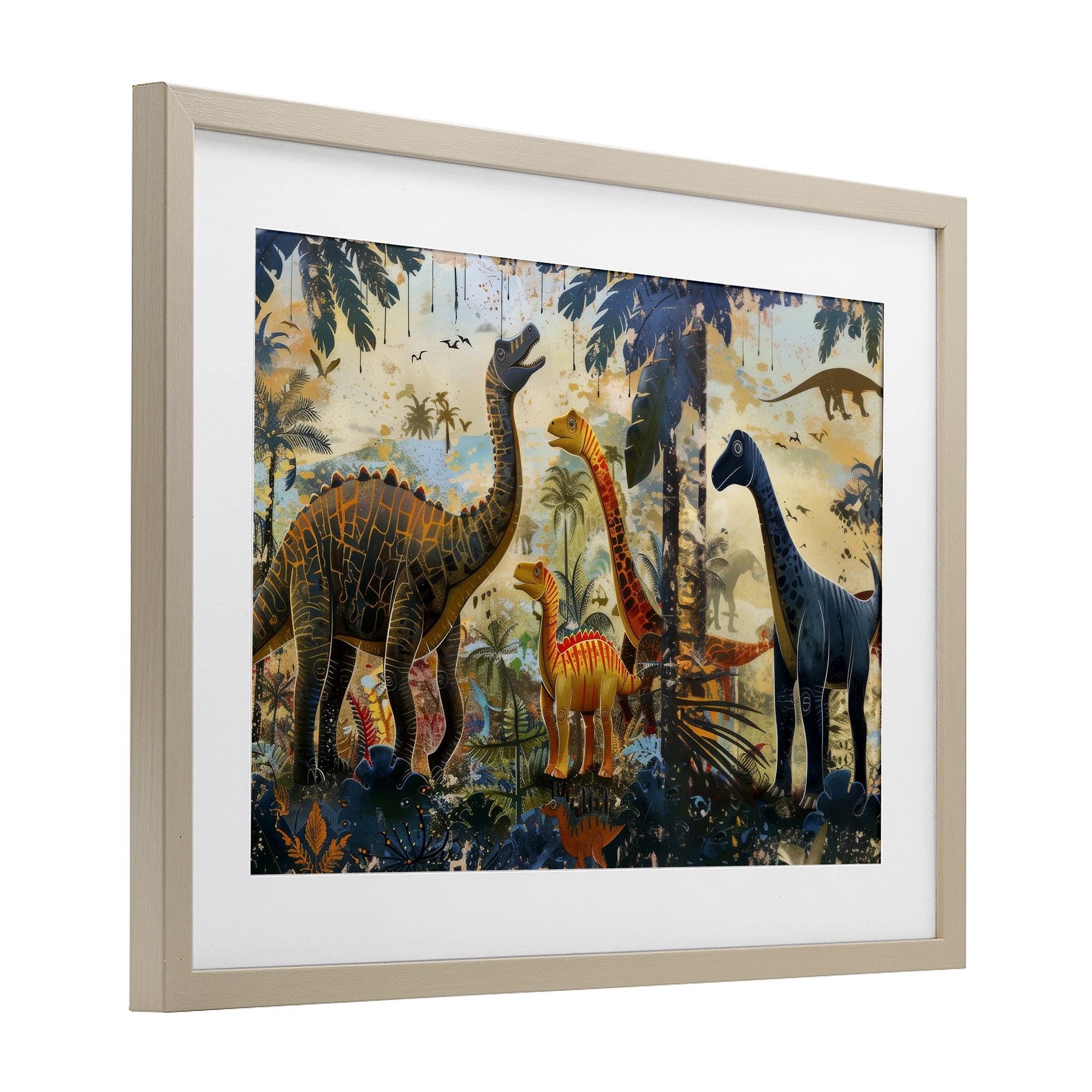 Stupell Industries Jurassic Journey in Nature Birch Framed Print Under Glass, design by Lazar Studio