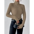 thumbnail image 4 of Chandail Col Roulé Élégant Couleur Unie Manches Longues pour Automne Hiver Femmes, 4 of 10