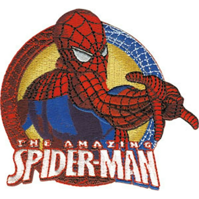 SPIDERMAN WEB PATCH, Officially Licensed Comic Superhero, Iron-On / Sew-On,  3.5 x 3.75 Embroidered Patch