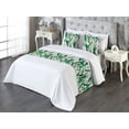 thumbnail image 3 of Leafy Design Bed Runner Set, Springtime Jungle Feels Blooming Tulips and Leaves Pattern Modern, Decorative Bedding Scarf & 2 Pillow Shams for Hotels Homes, Queen, Forest Green Pale Khaki, by Ambesonne, 3 of 3