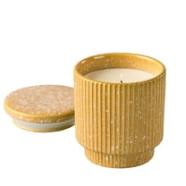 Better Homes & Gardens Lemon & Lavender Outdoor Citronella Candle, 15oz Yellow Ribbed Ceramic Jar