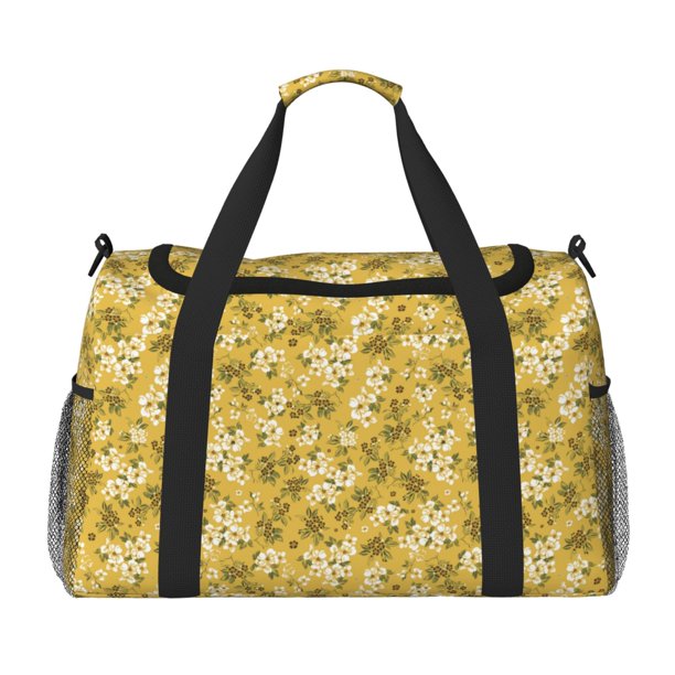 Fotbe Flower Bolsa de Viaje con Estampado, Bolsa de Fin de Semana para Mujer con Compartimento para Zapatos, Bolsa de Gimnasio con Bolsillo Húmedo