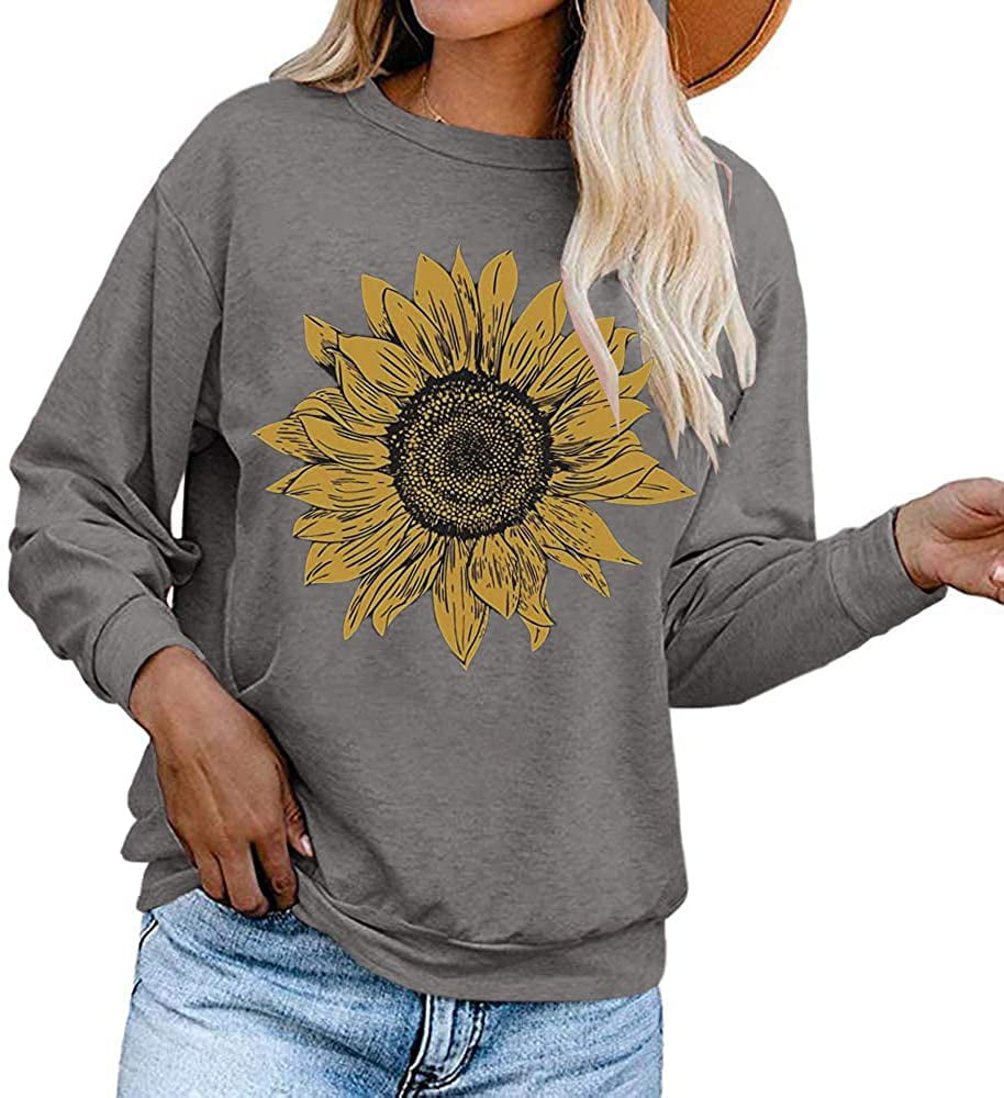 HAPPIShare Women Hoodie Cute Graphic Letter Print Summer Casual Pullover Sunflower Elephant Short Sleeve Round Neck Sweatshirt Hooded for Mom 