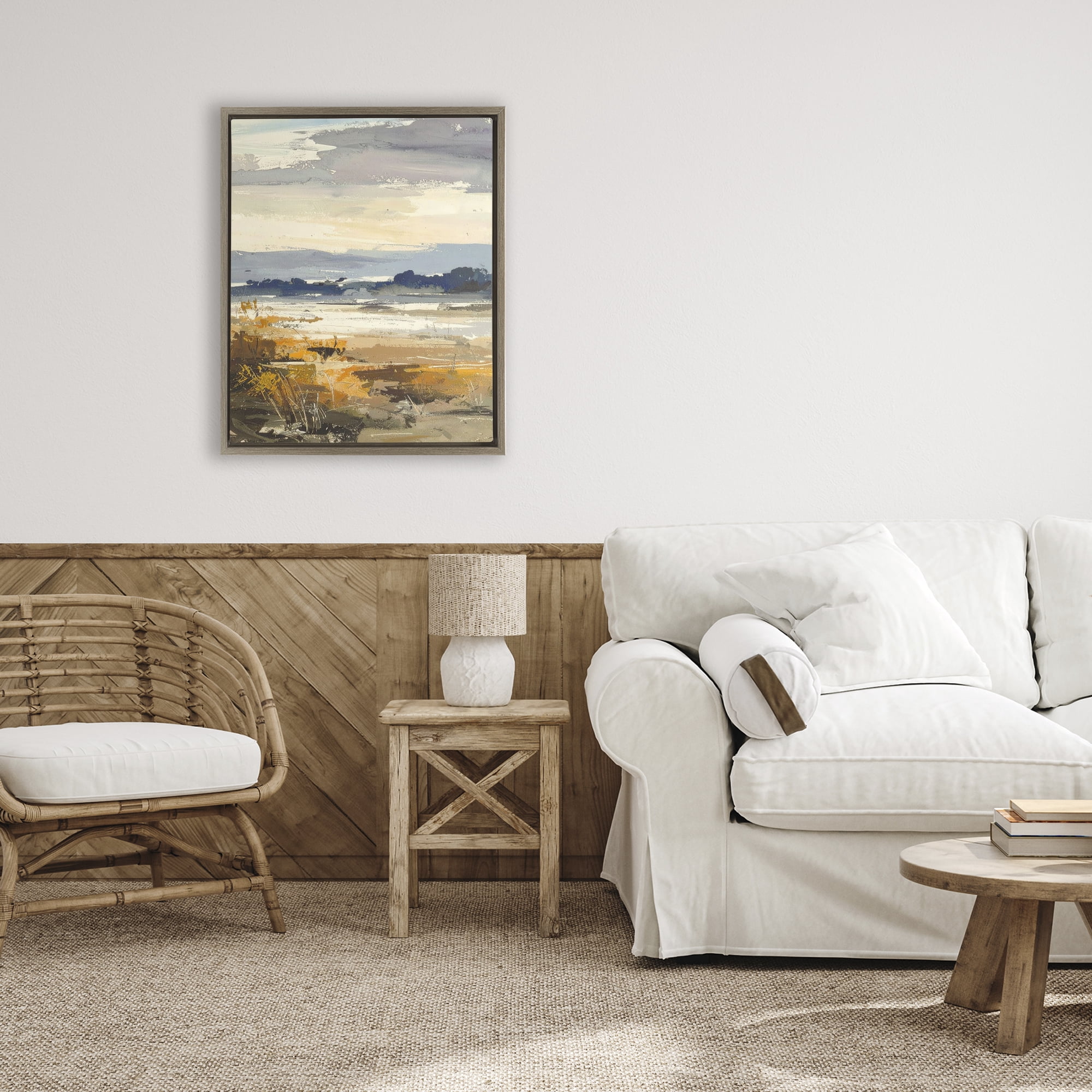 Stupell Industries Distant Horizon Abstract Brown Framed Floater Canvas Wall Art, design by Alonza Saunders