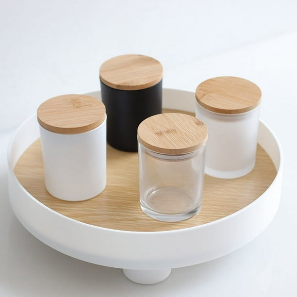 Frascos de vidrio esmerilado para velas para hacer velas con tapas de madera, frascos de velas vacíos gruesos con caras humanas abstractas de colores