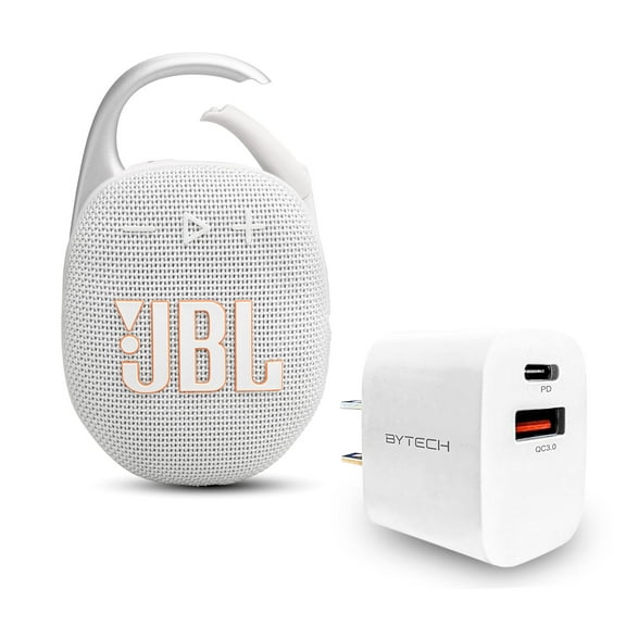 JBL Clip 5 Bundle with Wall Charger - White