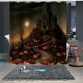 thumbnail image 2 of Halloween Shower Curtain Scary Haunted House Evil Pumpkin Shower Curtains for Bathroom Halloween Full Moon Night Horror Castle Forest Bathtub Decorative 59x71 Inch, 2 of 3