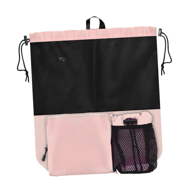 Mochila de malla con cordón, informal, para playa, de viaje Rosa
