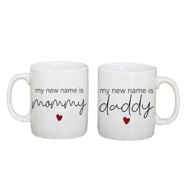 Mom and Dad Mugs, Ceramic, 11 oz, Dishwasher & Microwave Safe, Daddy