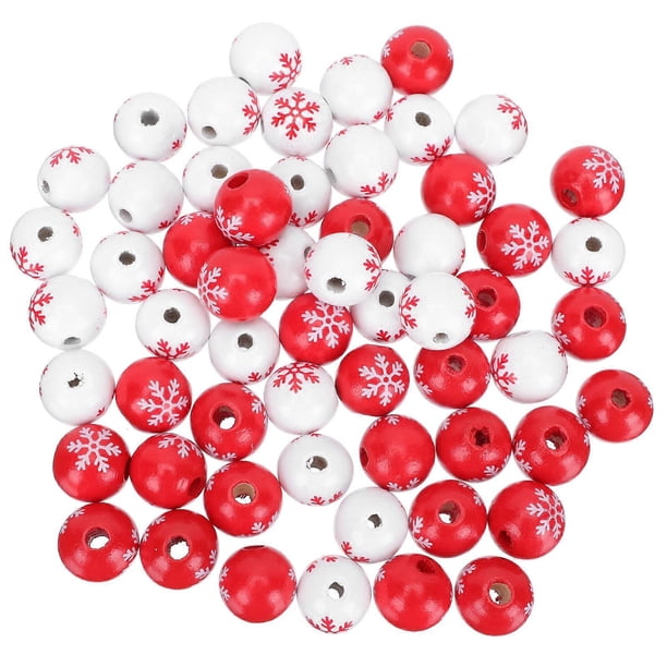 Christmas Themed Wooden Beads DIY Accessories for Handicrafts Assorted Color 100Pcs