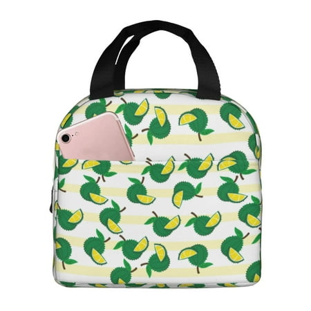 Insulated Lunch Bag for Women Men - Cute Durian Stripe Leakproof Cooler Lunch Box for Women Men  Lunch Tote Bags for Work School Picnic Travel