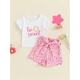Aojekbee Little Girls Summer 2PCS Sets Short Sleeve Letter Donut