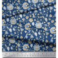 thumbnail image 2 of Soimoi Polyester Crepe Fabric Leaves & Floral Block Printed Craft Fabric by The Yard 42 Inch Wide, 2 of 3