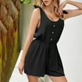 thumbnail image 4 of Fengqque Jumpers for Women with Overalls Casual Jumpsuits Plus Size Summer Solid Sleeveless Round Neck Pocket Loose Short Playsuits Rompers Jumpsuit, 4 of 8