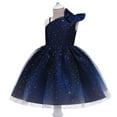 thumbnail image 2 of FAOWME Toddler Kids Girls Prints Sleeveless Party Hoilday Photography Court Style Tulle Mesh Dress Princess Sundress Dark Blue 4-5 Years, 2 of 5
